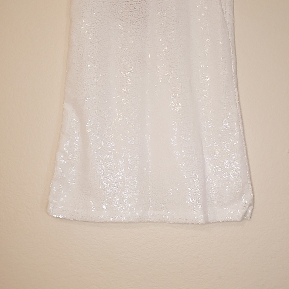 Peek Kids Girl's White Allover Sequins Save the Arctic Short Sleeve Dress 8 - Picture 6 of 12